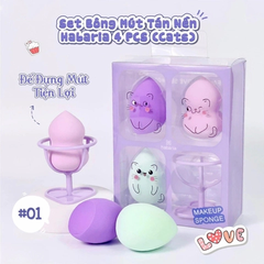 Set 3 Mút Trang Điểm Habaria Cats Fall In Love (Kèm Giá Đỡ)