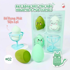 Set 3 Mút Trang Điểm Habaria Cats Fall In Love (Kèm Giá Đỡ)