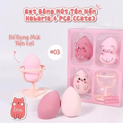 Set 3 Mút Trang Điểm Habaria Cats Fall In Love (Kèm Giá Đỡ)