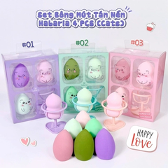 Set 3 Mút Trang Điểm Habaria Cats Fall In Love (Kèm Giá Đỡ)