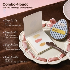 Bộ 6 Dụng Cụ Trang Điểm Amortals Ok Base Makeup Tools (3 Bông Mút + Cọ Tán Nền Tiên Cá + Giấy Pha Nền + Hộp Đựng)