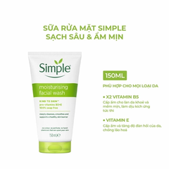 Sữa Rửa Mặt Simple Dưỡng Ẩm Cho Da Kind To Skin Moisturising Facial Wash 150ml