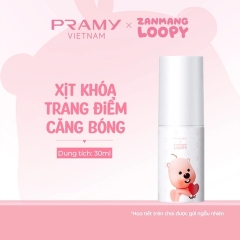 Xịt Khoá Nền Pramy Moisturizing Makeup Setting Spray Dewy Finish Căng Bóng (Version Zanmang Loopy)