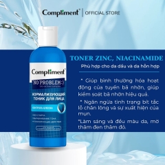 Nước Hoa Hồng Compliment Kiềm Dầu Sáng Da No Problem BHA-Zinc-Niacinamide 200ml