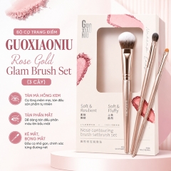 Bộ Cọ Trang Điểm Mắt Má Guoxiaoniu Rose Gold Glam Brush Set (3 Cây)