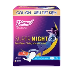 Băng Vệ Sinh Diana Siêu Thấm Super Night (Ban Đêm) (Có Cánh) 29cm