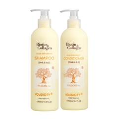 Cặp Gội Xả Biotin & Collagen Pasiori Phục Hồi Mềm Mượt Tóc Voudioty Hair Repairing Vàng 2021 500ml