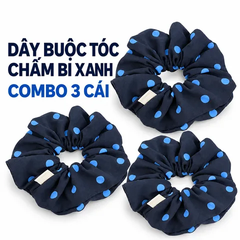 Dây Buộc Tóc Chấm Bi Xanh