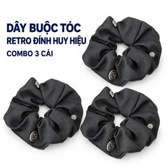 Dây Buộc Tóc Retro Đính Huy Hiệu
