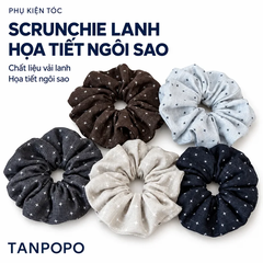 Dây Buộc Tóc Scrunchie Lanh Họa Tiết Ngôi Sao