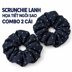 Dây Buộc Tóc Scrunchie Lanh Họa Tiết Ngôi Sao