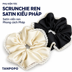Dây Buộc Tóc Scrunchie Ren Satin Kiểu Pháp 3932Q