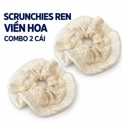 Dây Buộc Tóc Scrunchies Ren Kiểu Viền Hoa Cao Cấp