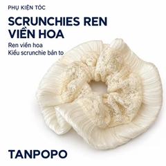 Dây Buộc Tóc Scrunchies Ren Kiểu Viền Hoa Cao Cấp