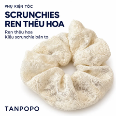 Dây Buộc Tóc Scrunchies Ren Thêu Hoa
