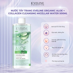Nước Tẩy Trang Eveline Organic Aloe+Collagen Micellar Water 500ml