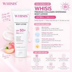Dưỡng Thể Whisis Dưỡng Trắng Chống Nắng Premium Collagen Whitening Body Lotion SPF50+200ml (Mẫu Mới)