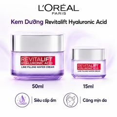 Kem Dưỡng Da L'Oreal Paris Revitalift Hyaluronic Acid Line Filling Water Cream Siêu Cấp Ẩm, Căng Mịn Da