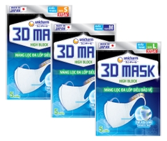 Khẩu Trang Unicharm 3D Mask Virus Block (Gói 5 Miếng)