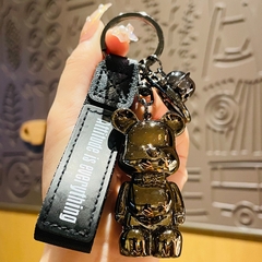 Móc Khóa BearBrick Sáng Bóng Dây Da