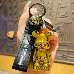 Móc Khóa BearBrick Sáng Bóng Dây Da