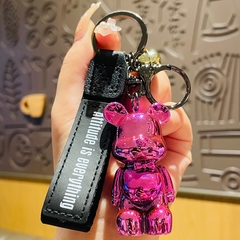 Móc Khóa BearBrick Sáng Bóng Dây Da