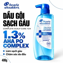 Dầu Gội Head & Shoulders Complete Scalp Care 72H Anti-Dandruff 480g - 1.3% AHA Po Complex (Làm Sạch Gàu)