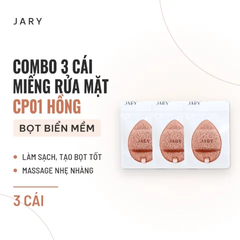 Miếng Rửa Mặt Bọt Biển Jary Cleansing Sponge - Combo 3 CP01 Hồng