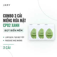 Miếng Rửa Mặt Bọt Biển Jary Cleansing Sponge - Combo 3 CP02 Xanh