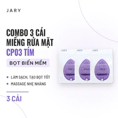 Miếng Rửa Mặt Bọt Biển Jary Cleansing Sponge - Combo 3 CP03 Tím