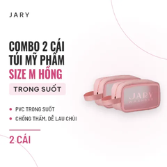 Túi Đựng Mỹ Phẩm Trong Suốt Jary Wash Bag - Size M - Combo 2 Hồng