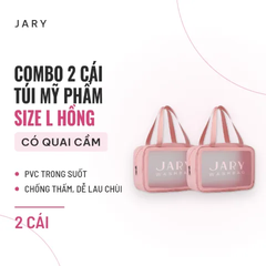 Túi Đựng Mỹ Phẩm Trong Suốt Jary Wash Bag - Size L - Hồng - Combo 2 Cái