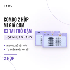 Mi Giả Cụm Tự Nhiên Jary Cluster Lashes (5 Hàng) (Không Có Keo) - Combo 2 C3 Tai Thỏ Đậm