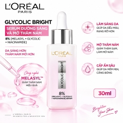 Serum Dưỡng Sáng Và Mờ Thâm Nám L'Oreal Glycolic Bright 8% [Melasyl+Glycolic+Niacinamide] 30ml (Mẫu Mới)