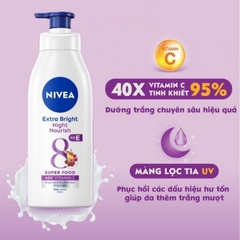 Sữa Dưỡng Thể Nivea Làm Sáng & Săn Chắc Da Ban Đêm Extra Bright Night Nourish (Tím)
