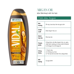 Sữa Tắm Phục Hồi Tái Tạo Vidal Argan Oil 250ml