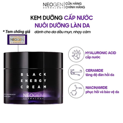 Kem Dưỡng Ẩm Neogen Dermalogy Cấp Nước Da Dầu, Nhạy Cảm Black Energy Cream 80ml