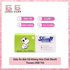 Giấy Ăn Bột Gỗ Không Hóa Chất Slisoft Tissues (300 Tờ)