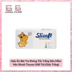 Giấy Ăn Bột Tre Không Tẩy Trắng Siêu Mềm Mịn Slisoft Tissues (500 Tờ) (Giấy Trắng)