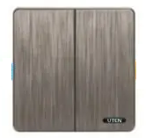 Bộ công tắc đôi 2 chiều màu nâu S400 Uten (S400GK22)
