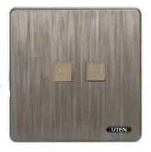 Bộ ổ cắm điện thoại + mạng màu nâu S400 Uten (S400-TELPC)