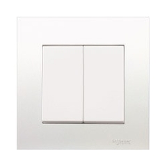 Bộ công tắc đôi 2 chiều 16AX Vivace màu trắng Schneider (KB32_WE_G19)