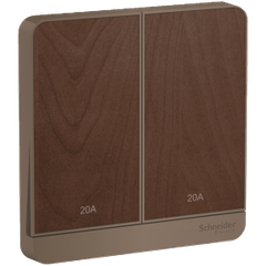 Bộ công tắc đôi 2 cực 20A màu gỗ AvatarOn - Schneider (E8332D20N_WD_G19)