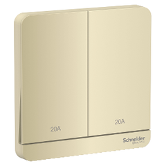 Bộ công tắc đôi 2 cực 20A màu vàng ánh kim AvatarOn - Schneider (E8332D20N_WG_G19)