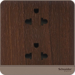Bộ ổ cắm đôi 3 chấu 16A màu gỗ AvatarOn - Schneider (E83426UES2_WD_G19)