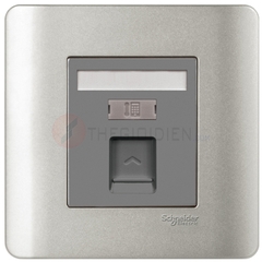 Bộ ổ cắm điện thoại đơn màu xám Zencelo - Schneider (E8431RJS4_SA_G19)