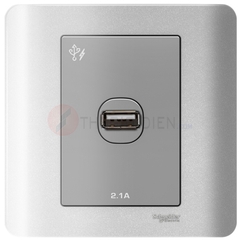 Bộ ổ sạc USB đơn 2.1A màu xám Zencelo - Schneider (E8431USB_SA_G19)