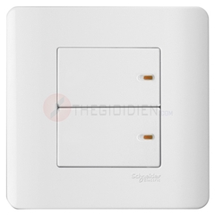 Bộ công tắc đôi 1 chiều 16A màu trắng Zencelo - Schneider (E8432_1_G19)