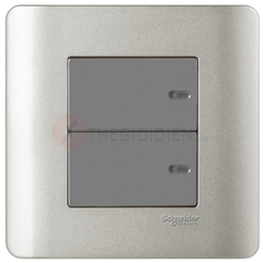 Bộ công tắc đôi 2 chiều 16A màu xám Zencelo - Schneider (E8432_2_SA_G19)