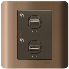 Bộ ổ sạc USB đôi 2.1A màu đồng Zencelo - Schneider (E8432USB_SZ_G19)